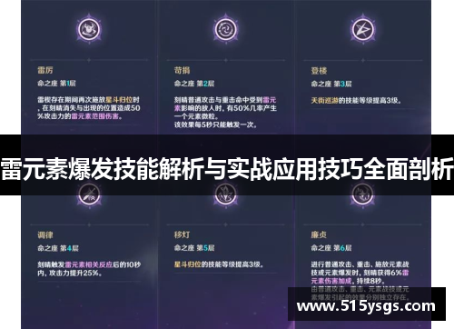 雷元素爆发技能解析与实战应用技巧全面剖析